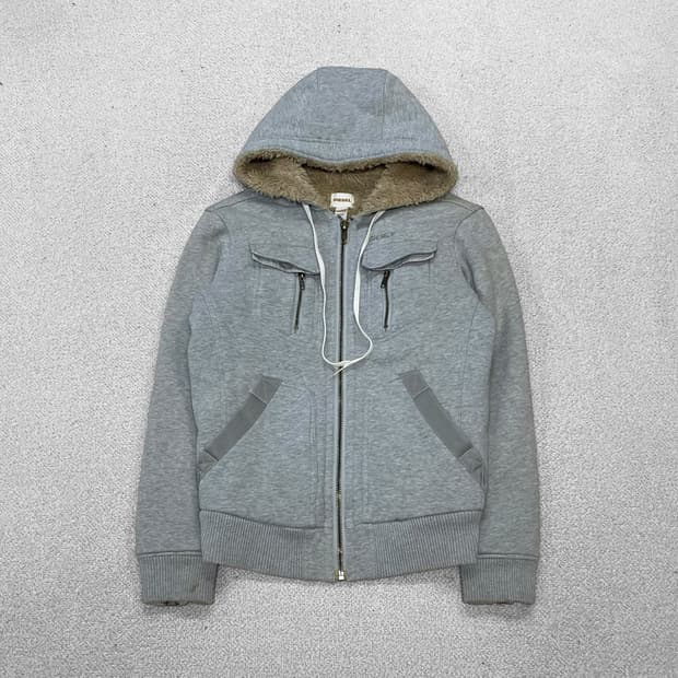 디젤 Diesel 투웨이 퍼 후드집업 그레이