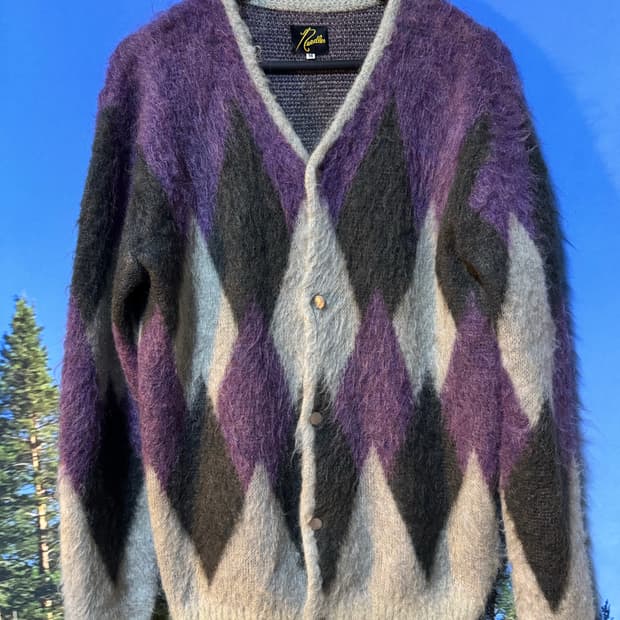 니들스 모헤어 아가일 가디건