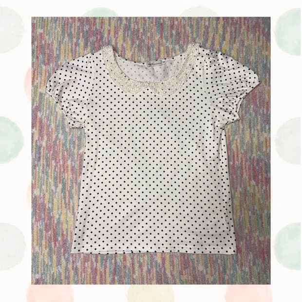 아이보리 크로쉐 도트 티셔츠