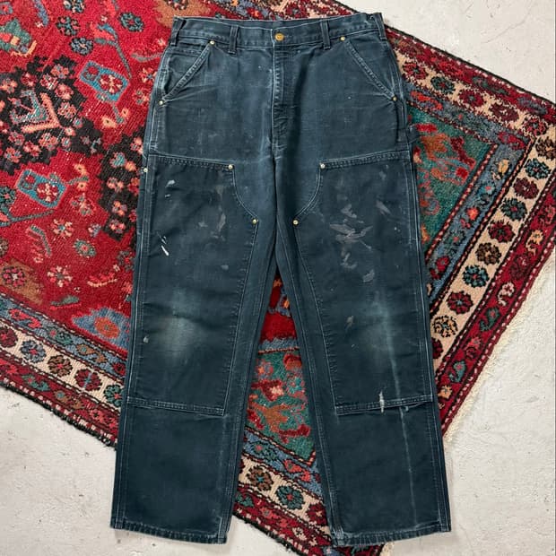 OG USA Made 칼하트 블랙 더블니 칼하트 B01 워크팬츠 썩블니