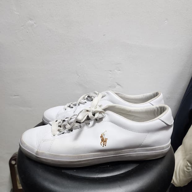 폴로 랄프로렌 소가죽 롱우드 화이트 스니커즈