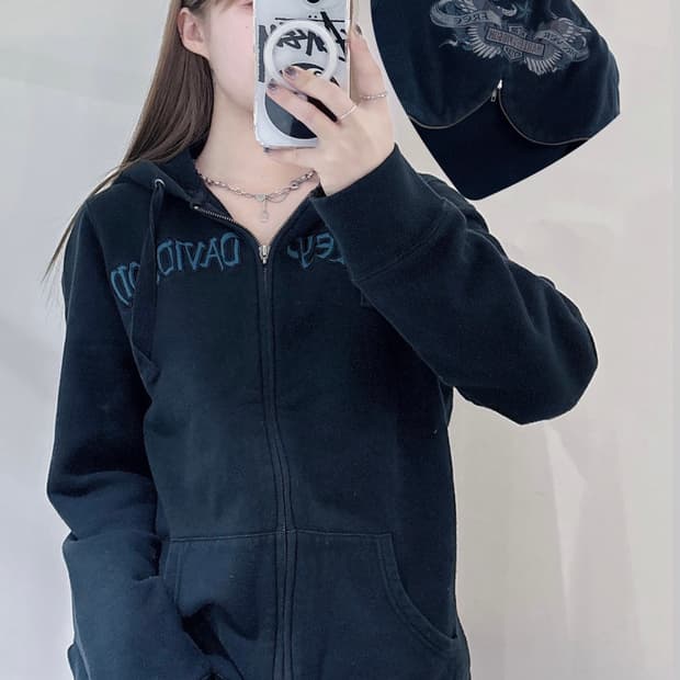 할리데이빈슨 빅로고 후드집업