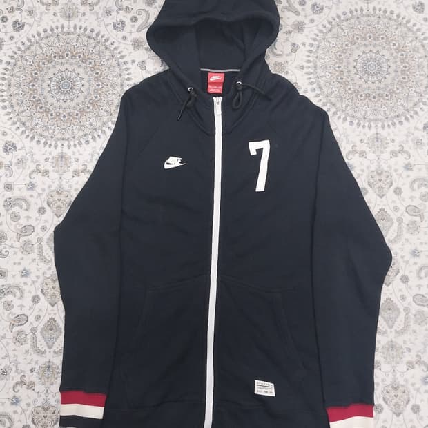 나이키 7로고 검정색 후드집업 2XL