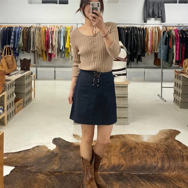 BURBERRY lace-up skirt 버버리 레이스업 데님 스커트