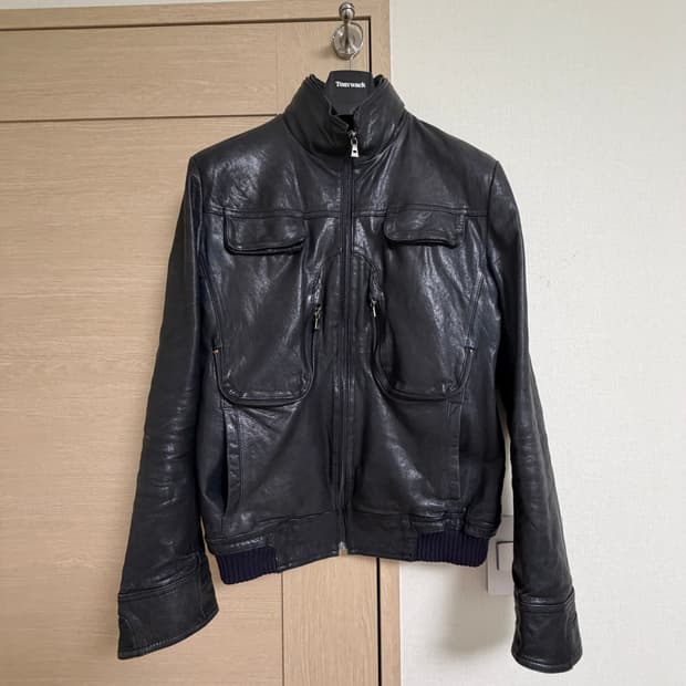 송지오 웨이브 포켓 램스킨 자켓