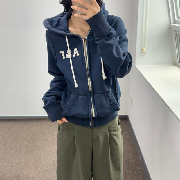 Abercrombie 아베크롬비 사이드로고 네이비 후드집업