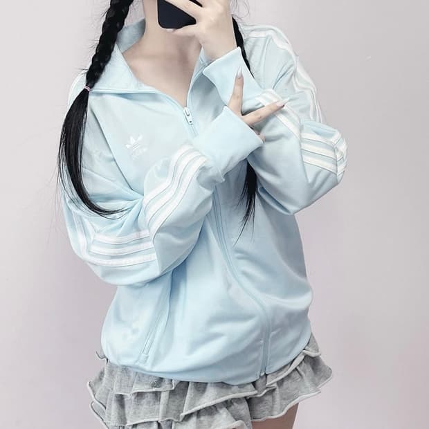 빈티지 아디다스 소다색 하늘색 져지