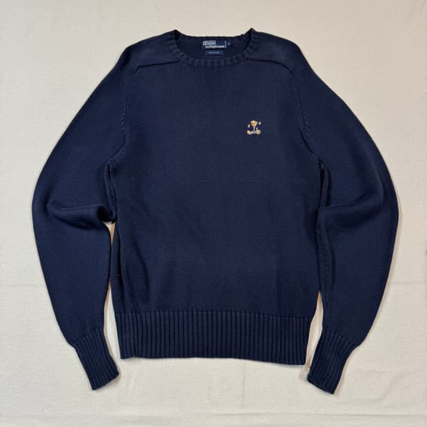 S) 폴로 랄프로렌 폴로 베어 헤비코튼 라운드넥 니트 네이비