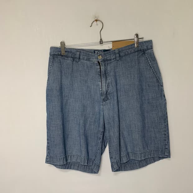 폴로 랄프로렌 여름 데님 코튼팬츠 면 반바지 34인치 연중청 스카이블루