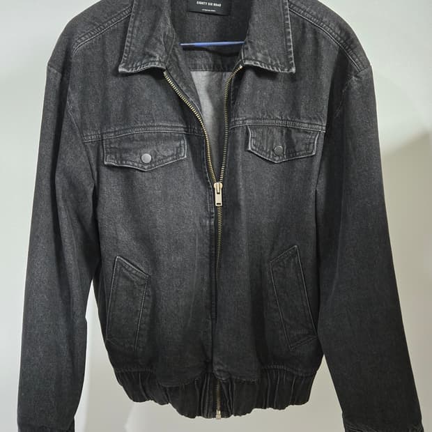 86로드(86ROAD)  워싱 데님 지퍼 자켓 블랙