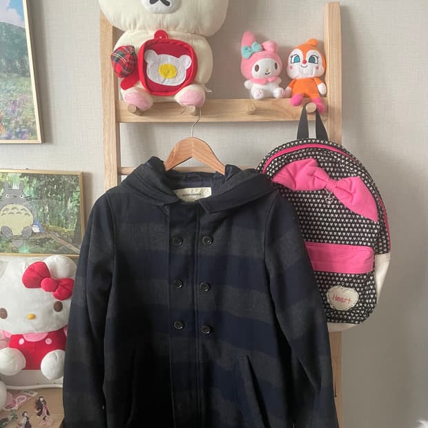 모리걸 빈티지 도쿄모리 네이비 투버튼 후드코트 💙🩶