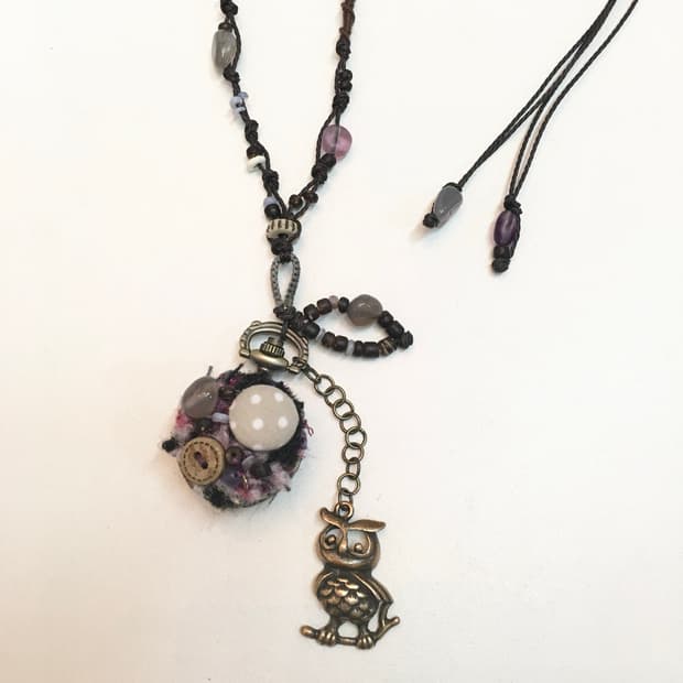 midnight owl clock necklace