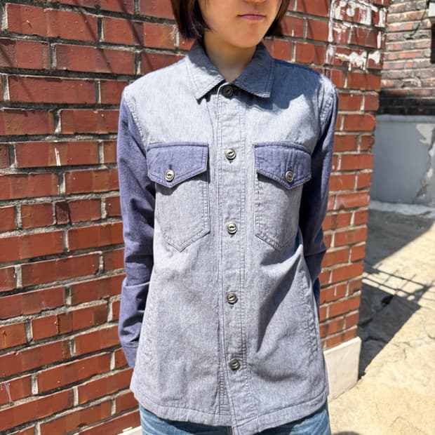 Guess 넘버링 스트라이프 데님 워크 자켓 M