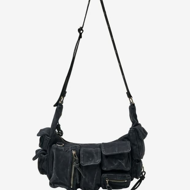 스키즘 인듀싱 워시드 카고백 데님