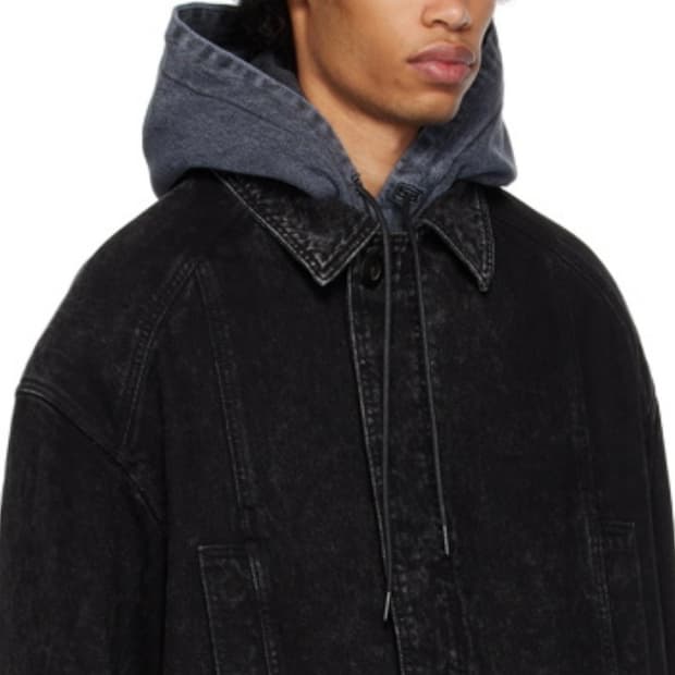 Juun.J Black Faded Denim Coat 50