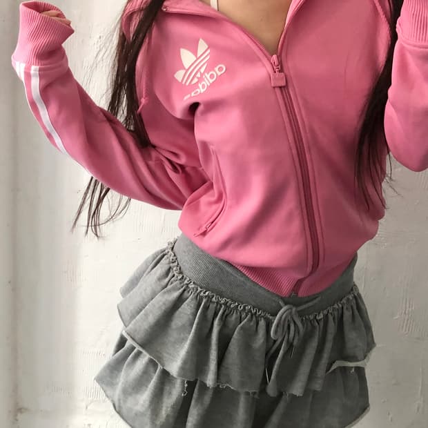 Adidas 아디다스 딸기우유 컬러 후디드 트랙탑