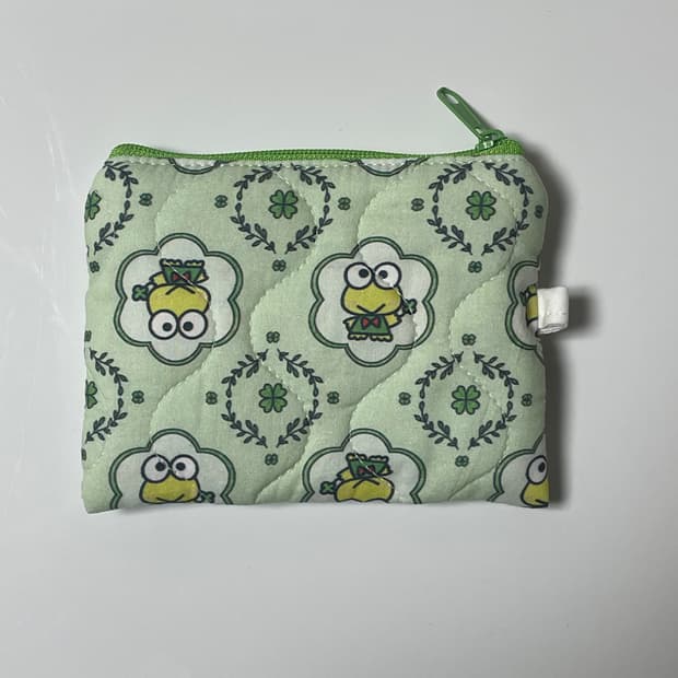 [ 핸드메이드 ] 케로피 클로버 자체제작 원단 미니 지퍼 카드지갑