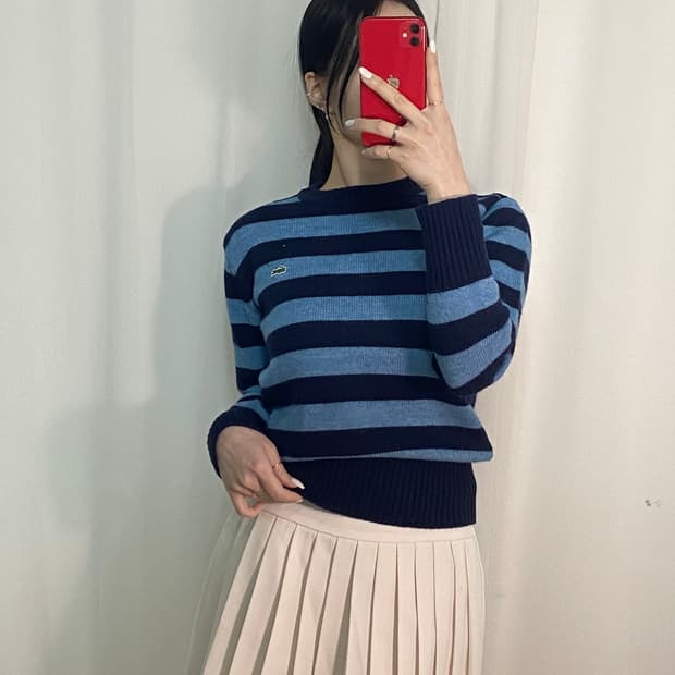 라코스테 스트라이프 와펜 니트