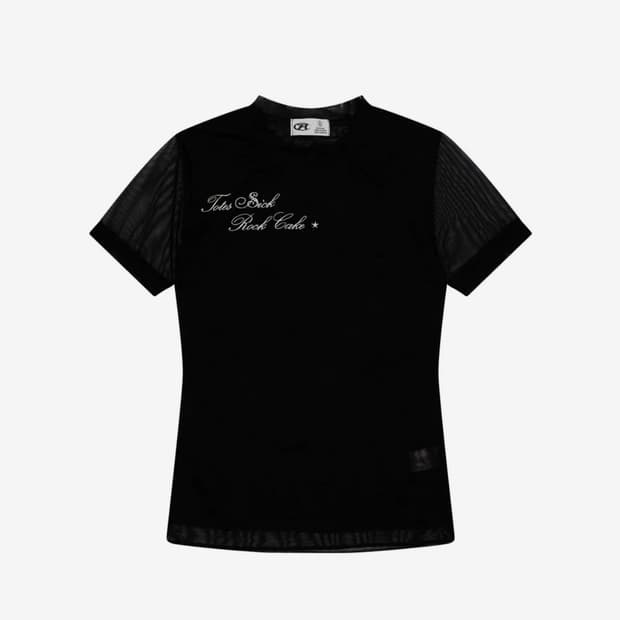 락케이크 Script Mesh Crop Top 시스루 매쉬탑