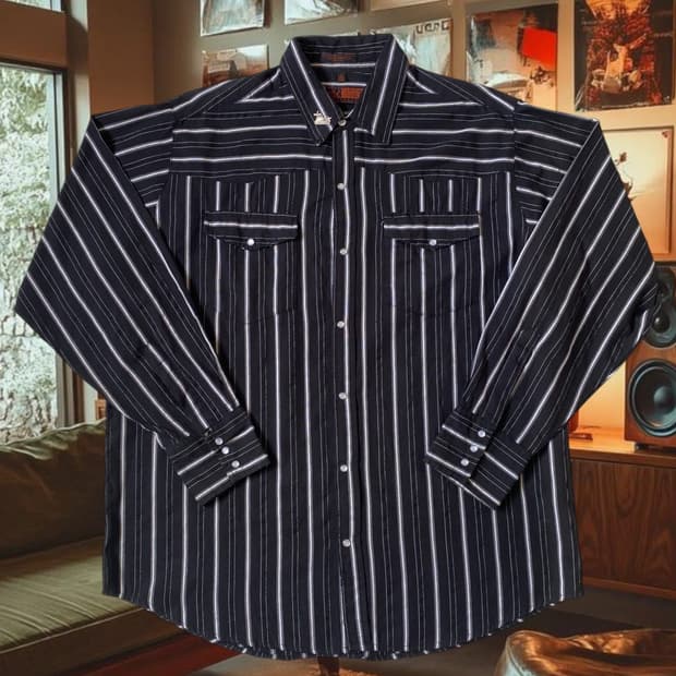 빈티지 스트라이프 포켓 셔츠 (Man 2XL) AB1291