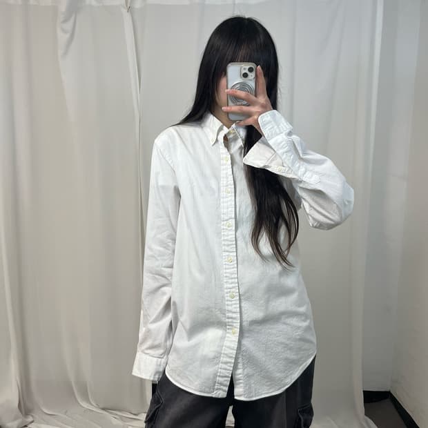 Polo white seersucker stripe shirt