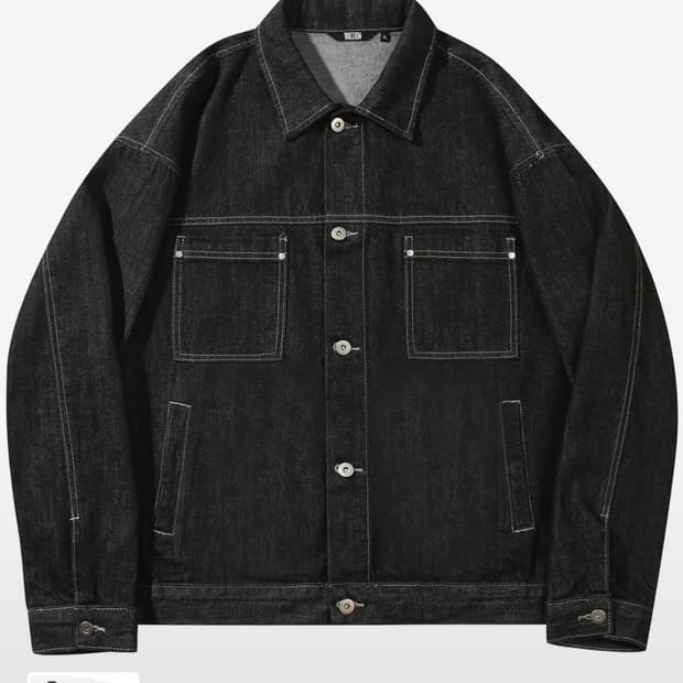 워싱 스티치 데님자켓(BLACK)