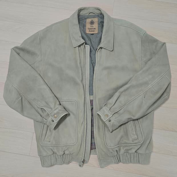 The Territory Ahead 빈티지 스웨이드 가죽 봄버 자켓 XL