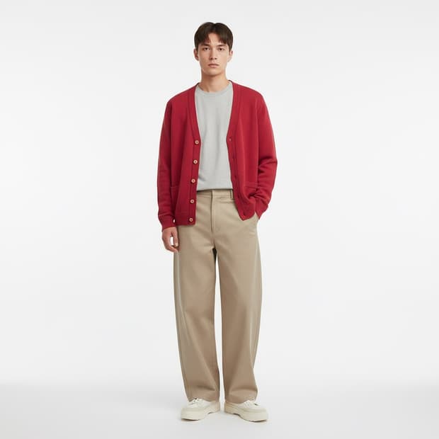 커스텀멜로우 레드 가디건