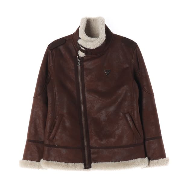 GUESS 브라운 양털 무스탕 