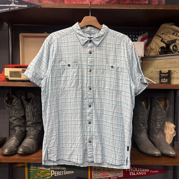 파타고니아 파스텔 윈도우 체크 워크포켓 린넨셔츠 N1062