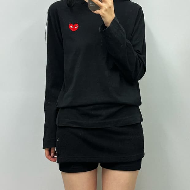 꼼데가르송 플레이 블랙 롱 슬리브 긴팔티