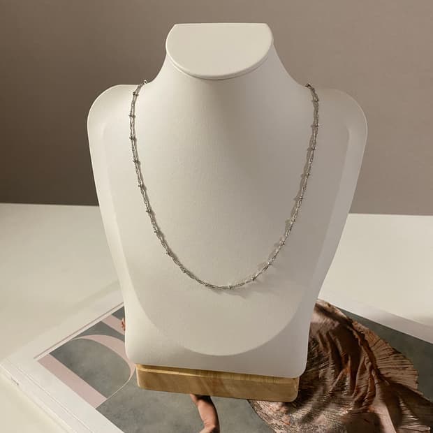 레이어드 실버톤 체인 목걸이