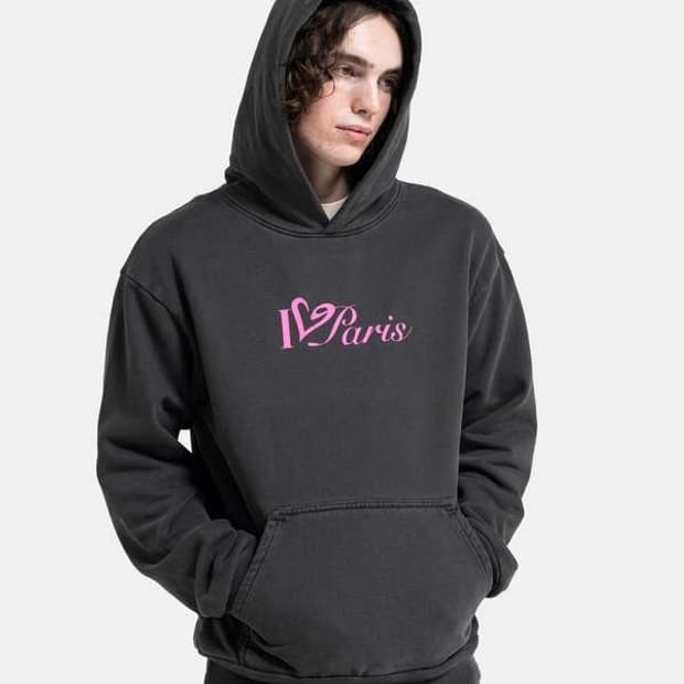 paris faded black hoodie 후드티 L