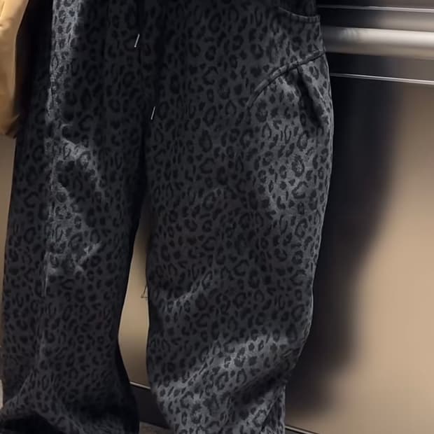 레오파드 기모 팬츠 블랙