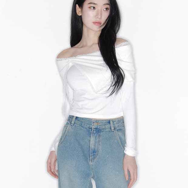 새상품 ) 더티스 스텔라 레이스 오프숄더 탑
