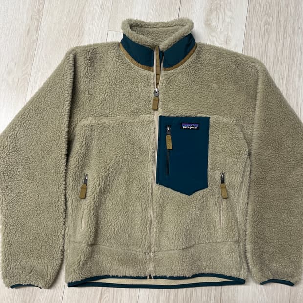 파타고니아 레트로 파일 플리스 자켓 베이지 그린 s