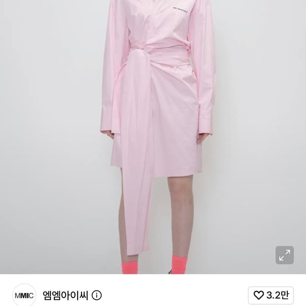 엠엠아이씨 mmic 핑크색 셔츠 드레스 M(택포)