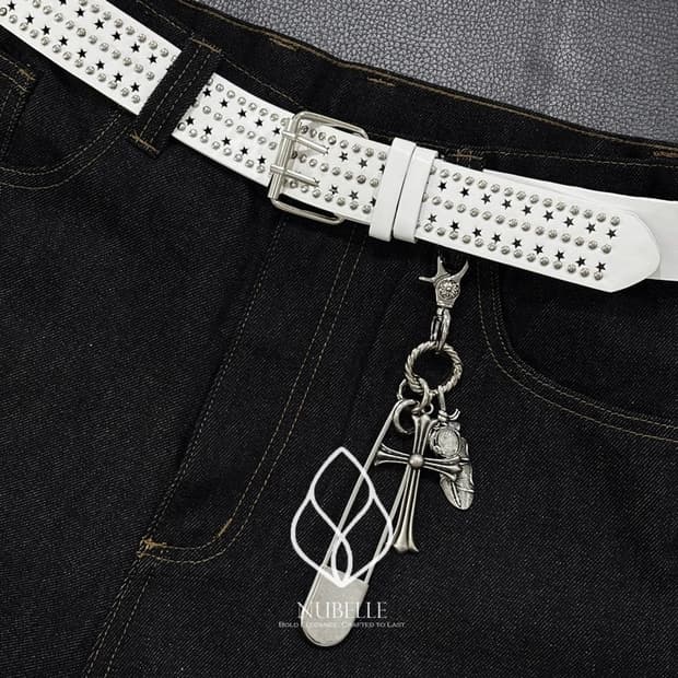 🌗 Star punched stud belt / 별 펀칭 스터드 벨트