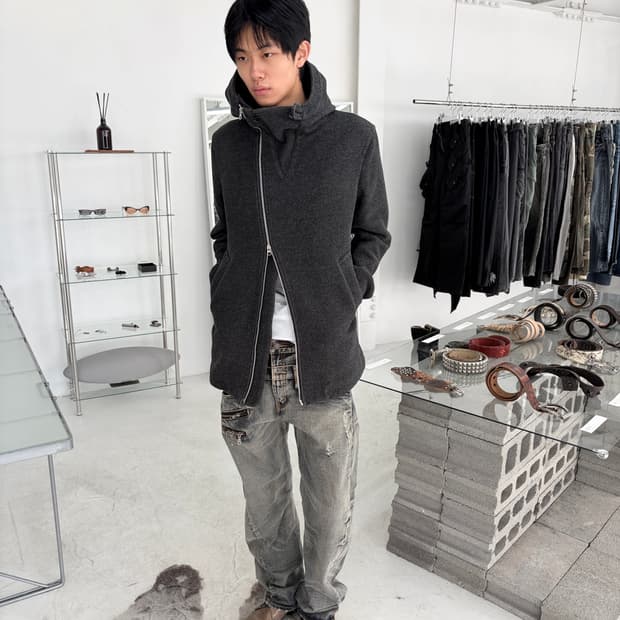 주카 트위스티드 울 후드 집업