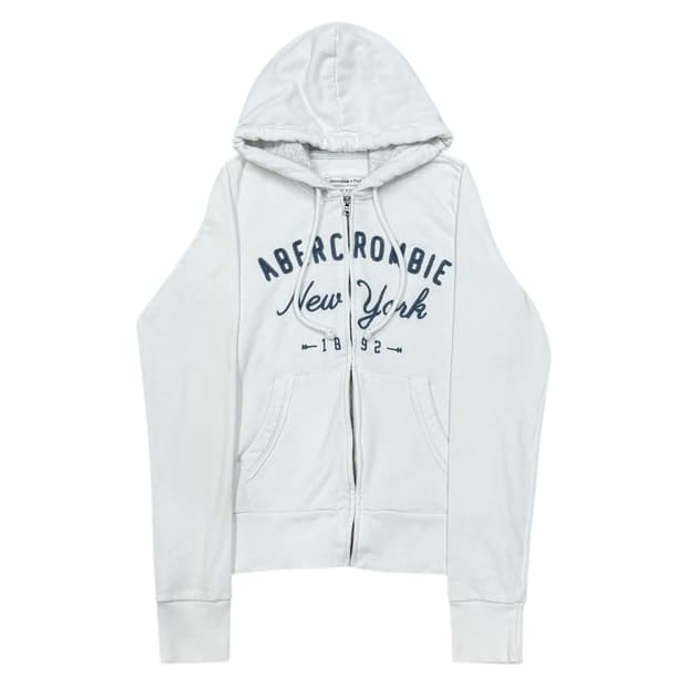 아베크롬비 빈티지 Y2K 스펠로고 기모 후드집업 자켓 화이트 L