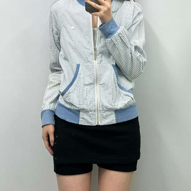 아디다스 스트라이프 블루 집업 자켓