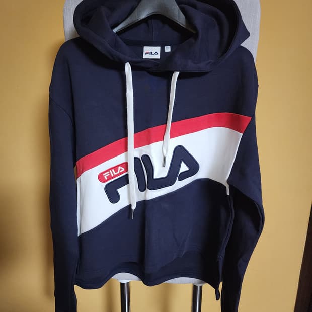 휠라 크롭 후드티