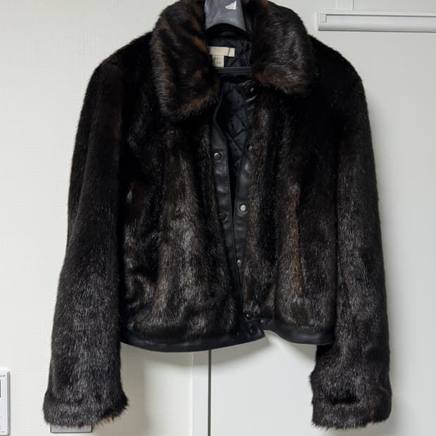 H&M 퍼 자켓 브라운 36사이즈