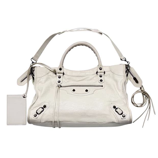 발렌시아가 모터백 시티백 화이트. 르시티 빈티지