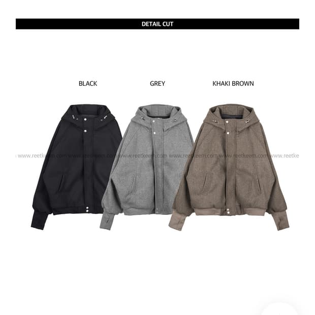 릿킴 울 후드 워머 블루종 카키브라운 코트