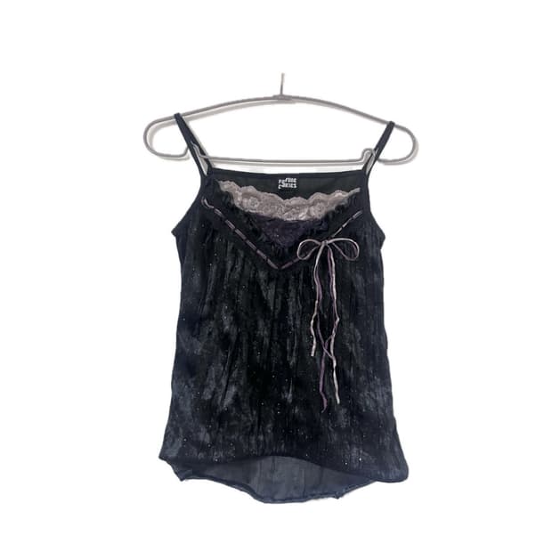 갸루 고스 펑크 고딕 락시크 나나 퍼플 큐빅 슬리브리스 나시 레이스