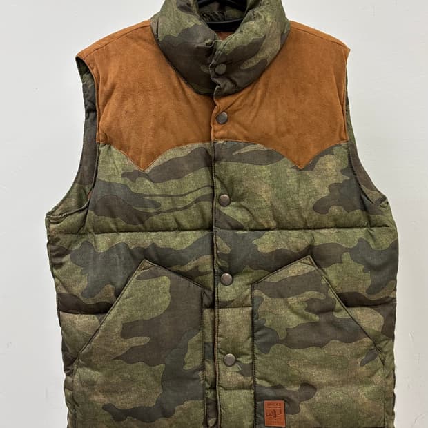 빈티지 카모 패딩 베스트 y2k