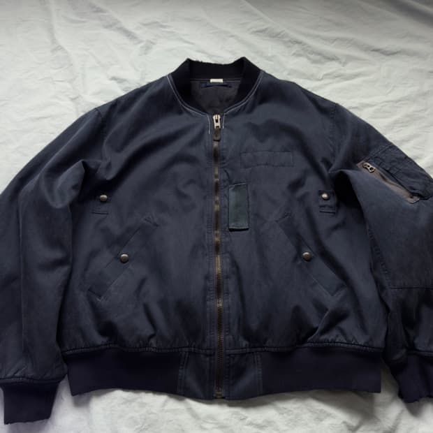 [5] 아프레쎄 25AW 빈티지 실크 플라이트 자켓 네이비