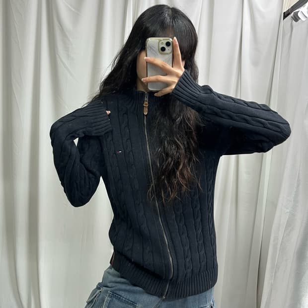 Tommyhilfiger black knit zip-up