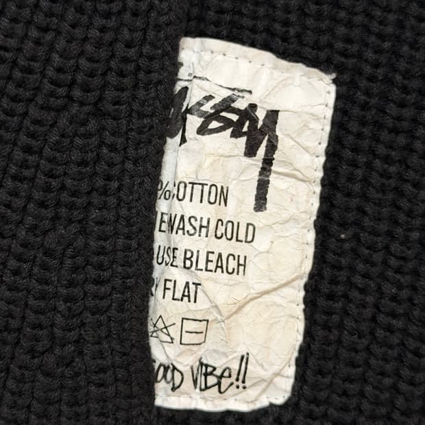 스투시 코튼 니트 후드 블랙 L